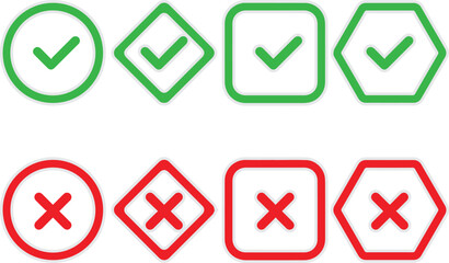 yes or no illustration. Check mark Icon. Right and wrong. isolated