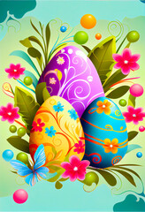 Fototapeta na wymiar Beautiful Easter egg with floral ornament