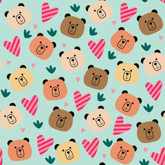 seamless pattern with bears and heart