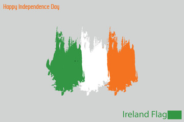 Ireland National Flag Artistic Grunge Brush Stroke Concept Vector Design 