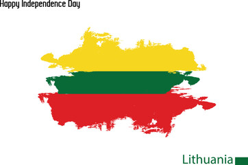 Lithuania National Flag Artistic Grunge Brush Stroke Concept Vector Design 