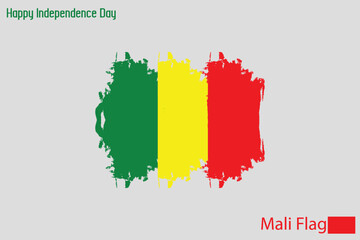 Obraz premium National Flag Flag of Mali Stock Vector Drawn with Brush Strokes 