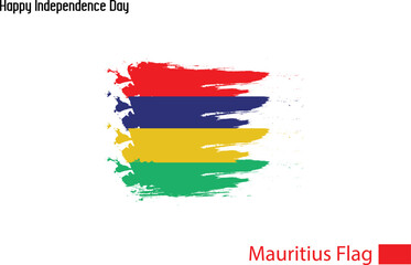 National Flag Flag of Mauritius Stock Vector Drawn with Brush Strokes 