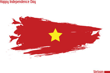 Grunge Brush Stroke Vecctor Design Vietnam National Flag Flag of Vietnam Stock Vector