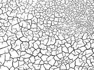 Cracked ground surface texture. Vector illustration. Monochrome background of coarse soil