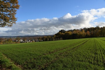 Blick auf Dornholzhausen im Vordertaunus mit Landschaften