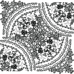 square black on white floral abstract design