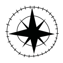 Compass wind rose hand drawn doodle black design element. 