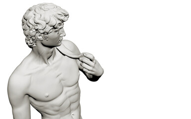 Stylized David Michelangelo statue, 3d render, 3d illustration