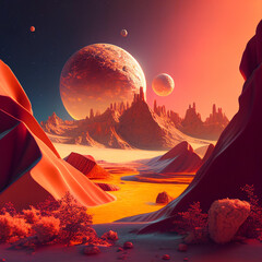 Beautiful landscape from the other worlds. AI-Generated.