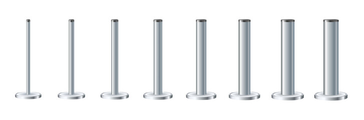 Metal poles with different diameters. metal columns. Steel pipes. Template design for urban advertising banners.