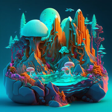 3D - illustration of a fantastical world  ART