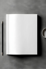 Book mock up, book with white blank cover, blank white book cover 