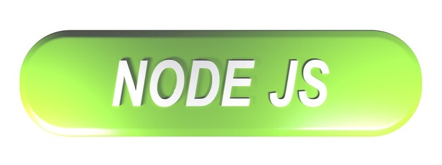 Green rounded rectangular button for NODE JS - 3D rendering illustration