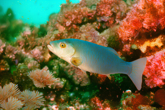a fish in a crystal clear water