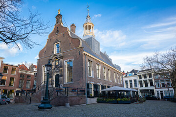 Naklejka premium Picturesque old city hall on the town square in Schiedam, The Netherlands
