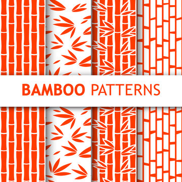 Set draw simple bamboo patterns for your fabric and textile