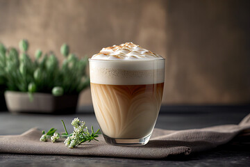 Glass of coffee with milk, Generative AI - obrazy, fototapety, plakaty