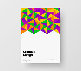 Colorful handbill A4 vector design concept. Minimalistic mosaic shapes presentation template.