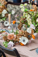 Easter table with nice flowers