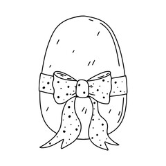 Easter egg in hand drawn doodle style. Coloring book for children.