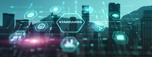 Standard iso standardisation certification business technology concept. Quality control Assurance