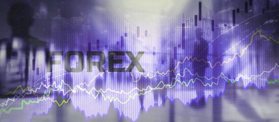 Forex exchange. Financial technology concept. Fintech. Online banking