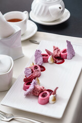 Fototapeta na wymiar berry dessert on the white plate