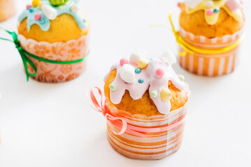 Easter cupcakes on the white background