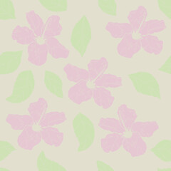 Fototapeta na wymiar Pink hibiscus flowers, delicate pastel pattern