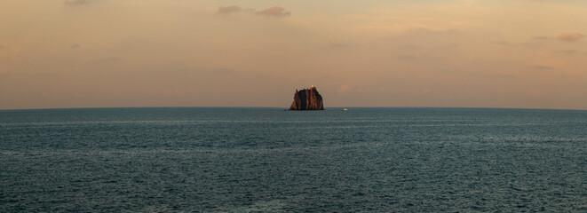 Panoramic Sunset View of Strombolicchio Island