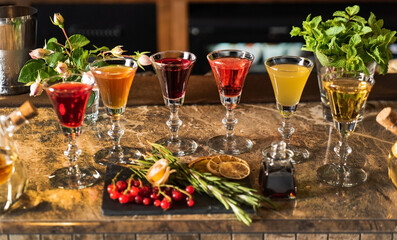 berry shots in the bar