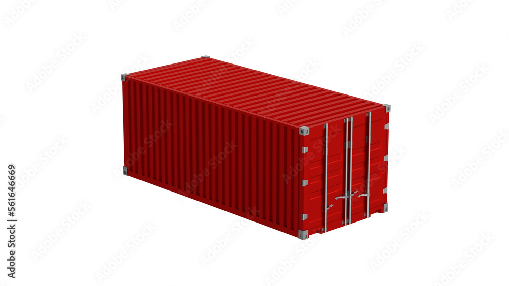Poster red container isolated on white, 3d rendering container png