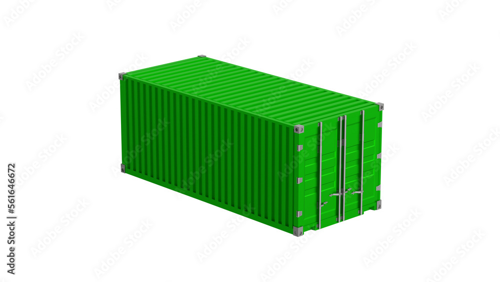 Poster green container isolated on white, 3d rendering container png