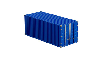 blue container isolated on white, 3d rendering container PNG