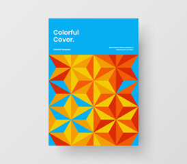 Vivid poster vector design concept. Modern mosaic hexagons journal cover illustration.