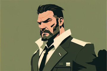 Portrait of serious military commander.