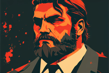 Portrait of serious military commander.