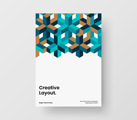 Unique mosaic pattern corporate cover concept. Vivid pamphlet A4 design vector layout.