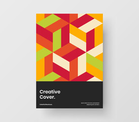 Simple mosaic tiles booklet illustration. Modern corporate cover vector design layout.