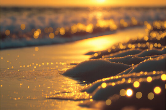 landscape sunset beach , bokeh sunlight  ,GENERATIVE AI