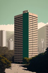 Obraz premium Belo Horizonte minimalist landscape, Latin America, illustration made with Generative AI 