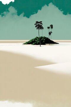 Belize minimalist landscape, Latin America, illustration made with Generative AI 