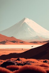 Fototapeta na wymiar Chile minimalist landscape, Latin America, illustration made with Generative AI 