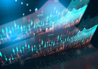 Financial chart with growing indicators, growth dynamics in business. High margin