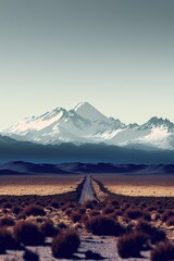 Patagonia valley minimalist landscape, Latin America, illustration made with Generative AI 