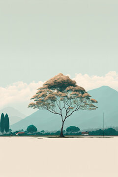 Honduras minimalist landscape, Latin America, illustration made with Generative AI 