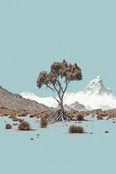 Patagonia valley minimalist landscape, Latin America, illustration made with Generative AI 