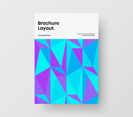 Bright catalog cover A4 design vector illustration. Creative mosaic hexagons annual report concept.