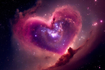Heart shaped nebula. Heart galaxy. Astrological symbol of love - obrazy, fototapety, plakaty